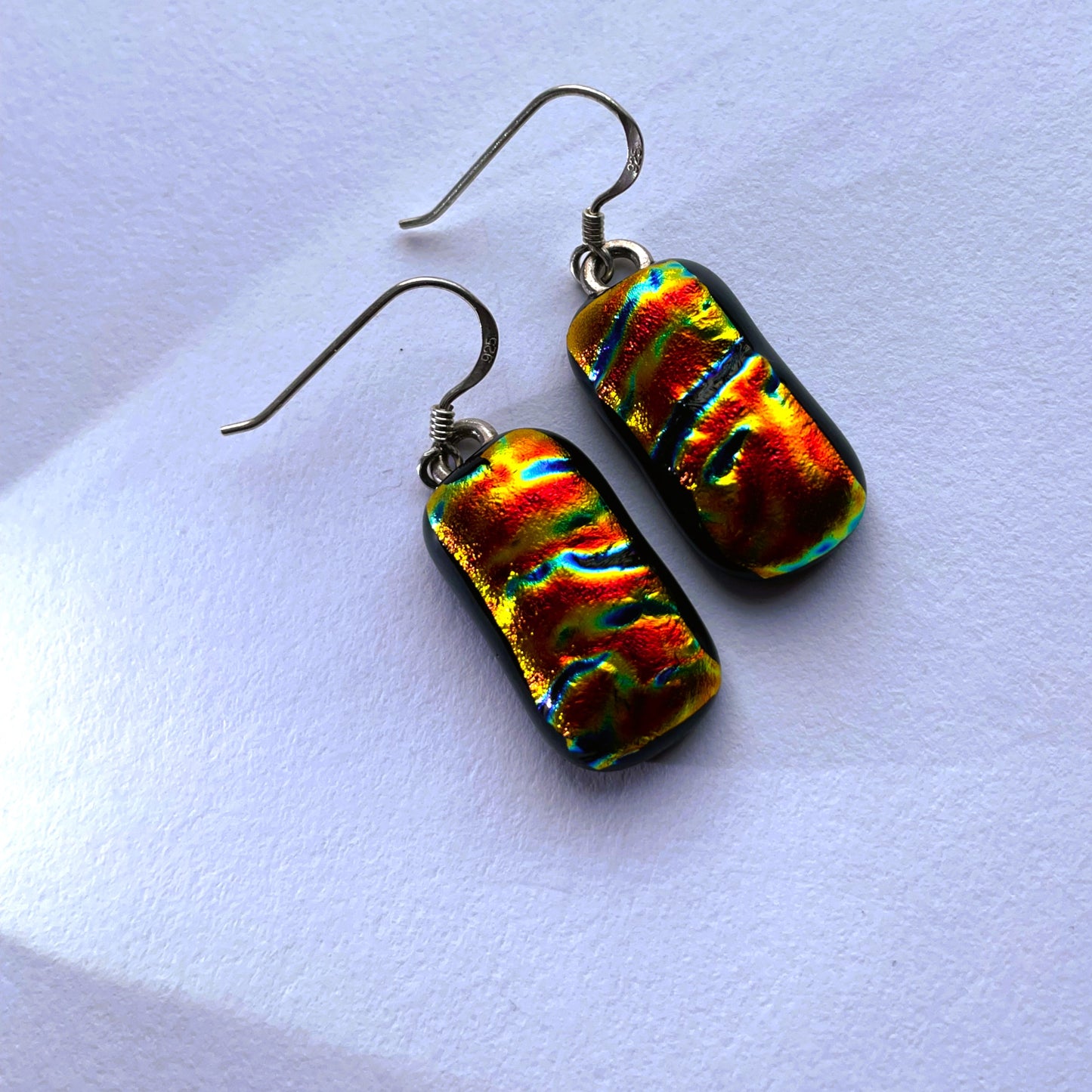 Volcano Dichroic Glass Drop Earrings