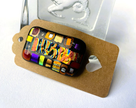 Klimt-Inspired Dichroic Glass Brooch