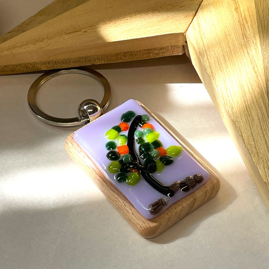 Lilac Tree Glass Keyring