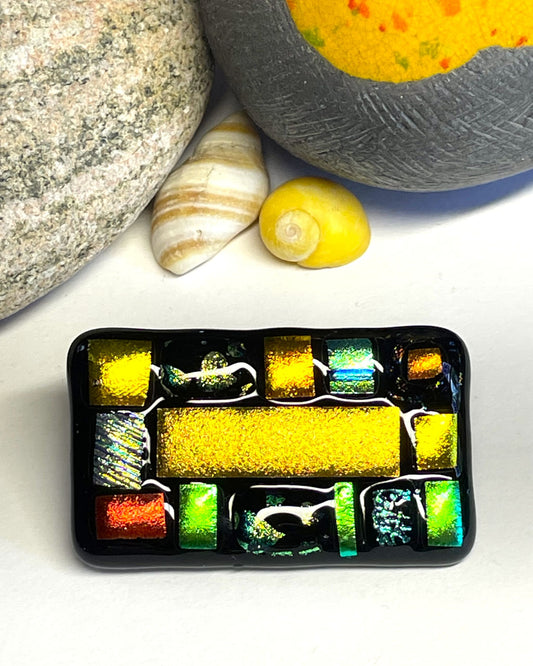 Greens and Golds Mosaic Brooch