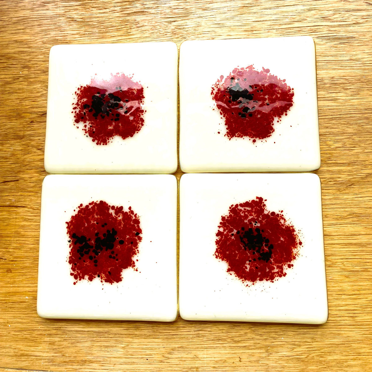 Red Poppy Coasters – Set of 4