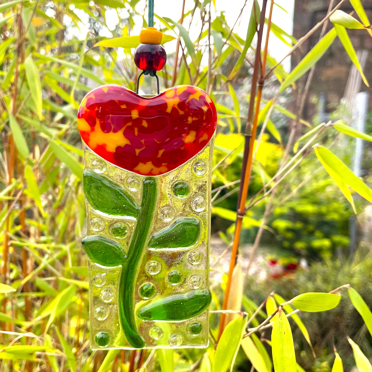 Red Heart Flower Suncatcher