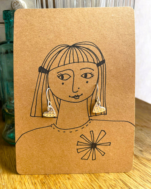 Tiny Hearts Metal Clay Earrings