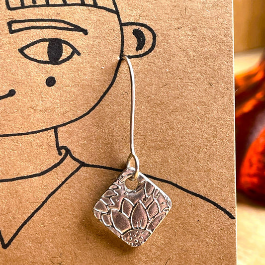 Sunflower Mismatched Silver Metal Clay Earrings