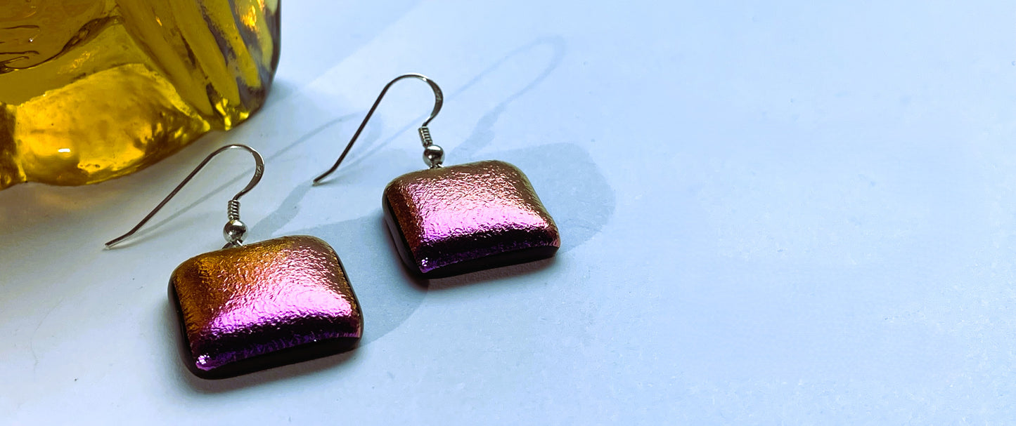 Purple to Gold Dichroic earrings