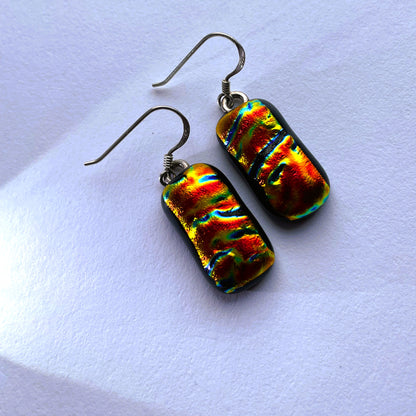 Volcano Dichroic Glass Drop Earrings