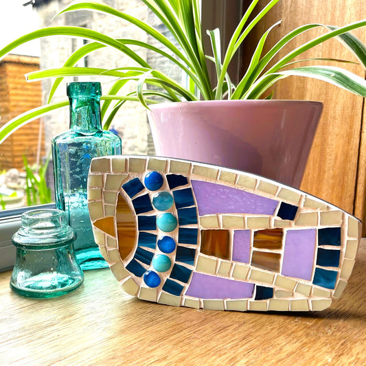 Quirky Egyptian Bird — Hand-Cut Glass Mosaic