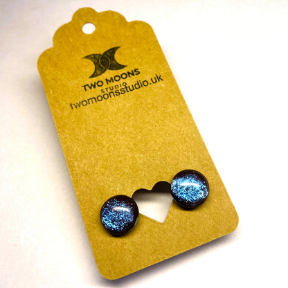 Lavender to Sparkling Blue Dichroic Glass Stud Earrings