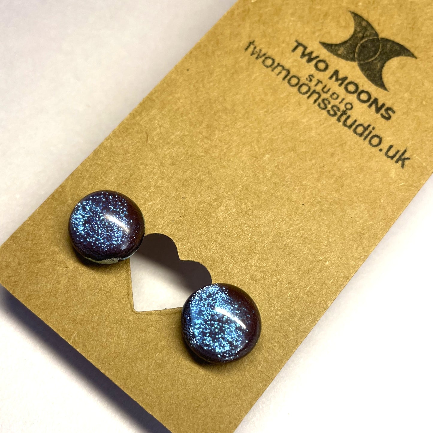 Lavender to Sparkling Blue Dichroic Glass Stud Earrings