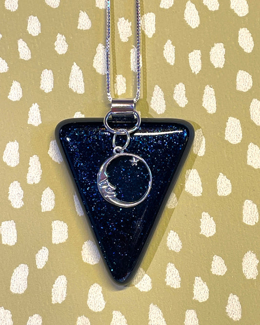 Blue Moon fused glass pendant