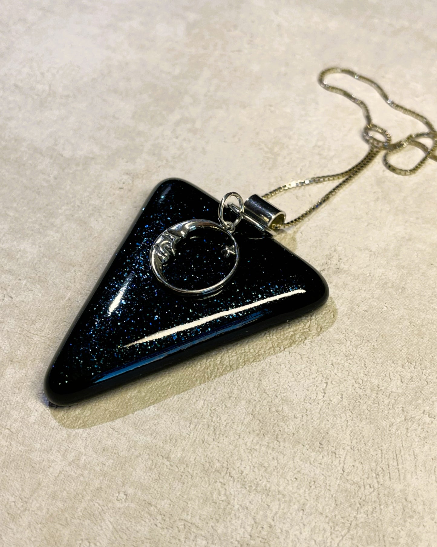 Blue Moon fused glass pendant