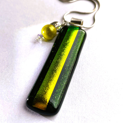 Gold on Green Dichroic Glass Pendant