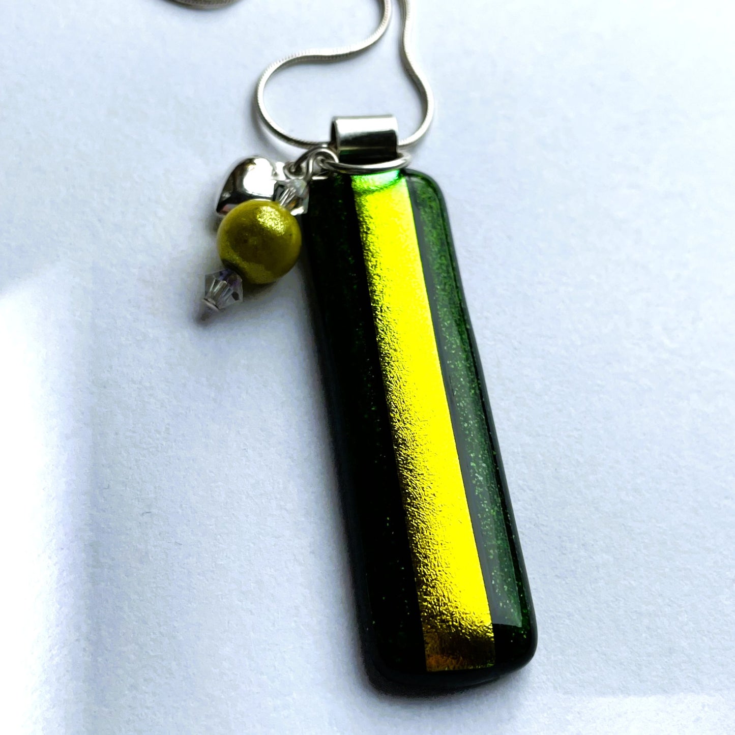 Gold on Green Dichroic Glass Pendant