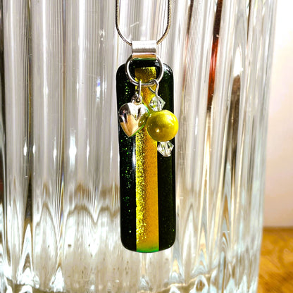 Gold on Green Dichroic Glass Pendant