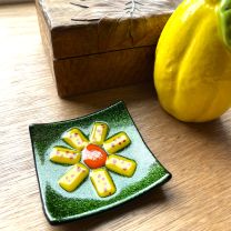 Green Aventurine Fused Glass Daisy Dish