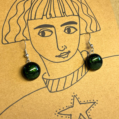 Aventurine Green Dichroic Glass Drop Earrings