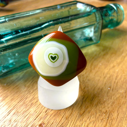 Green Heart Fused Glass Ring