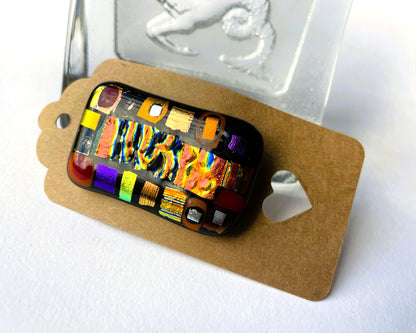 Klimt-Inspired Dichroic Glass Brooch