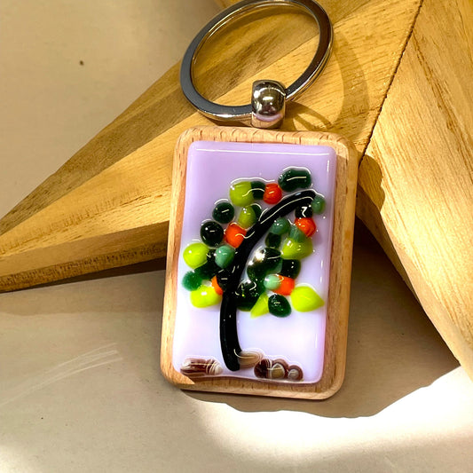 Lilac Tree Glass Keyring