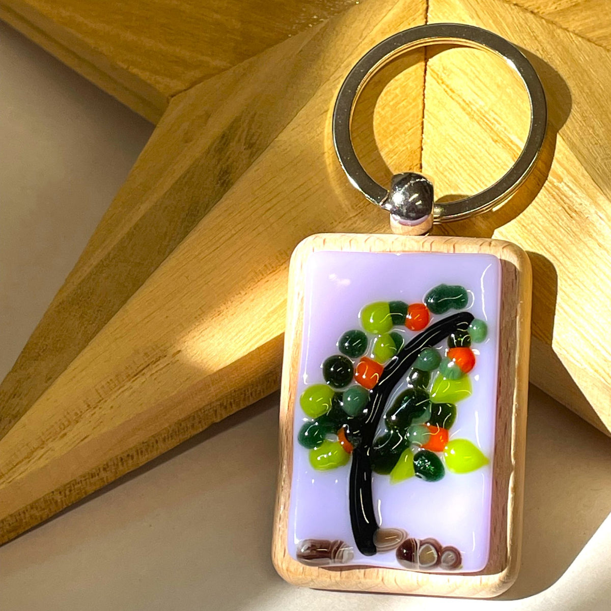 Lilac Tree Glass Keyring