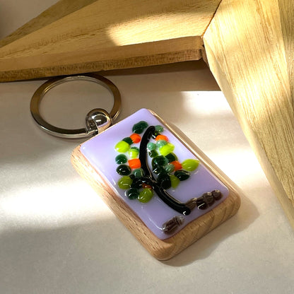 Lilac Tree Glass Keyring