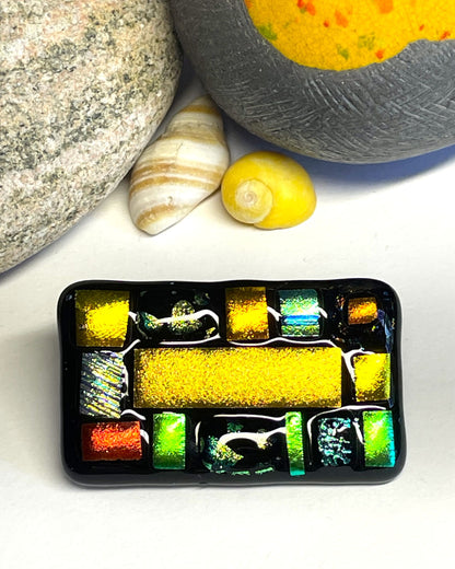 Greens and Golds Mosaic Brooch