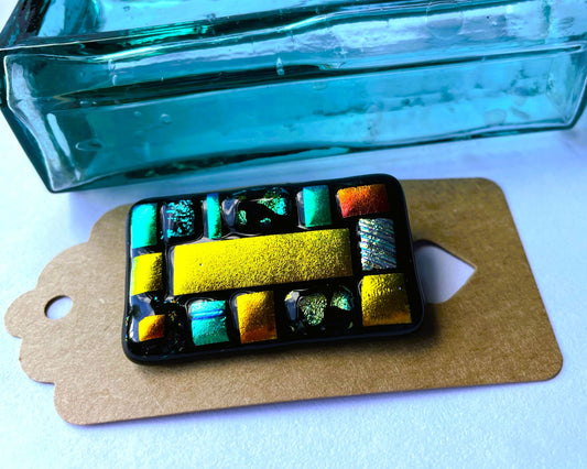 Greens and Golds Mosaic Brooch