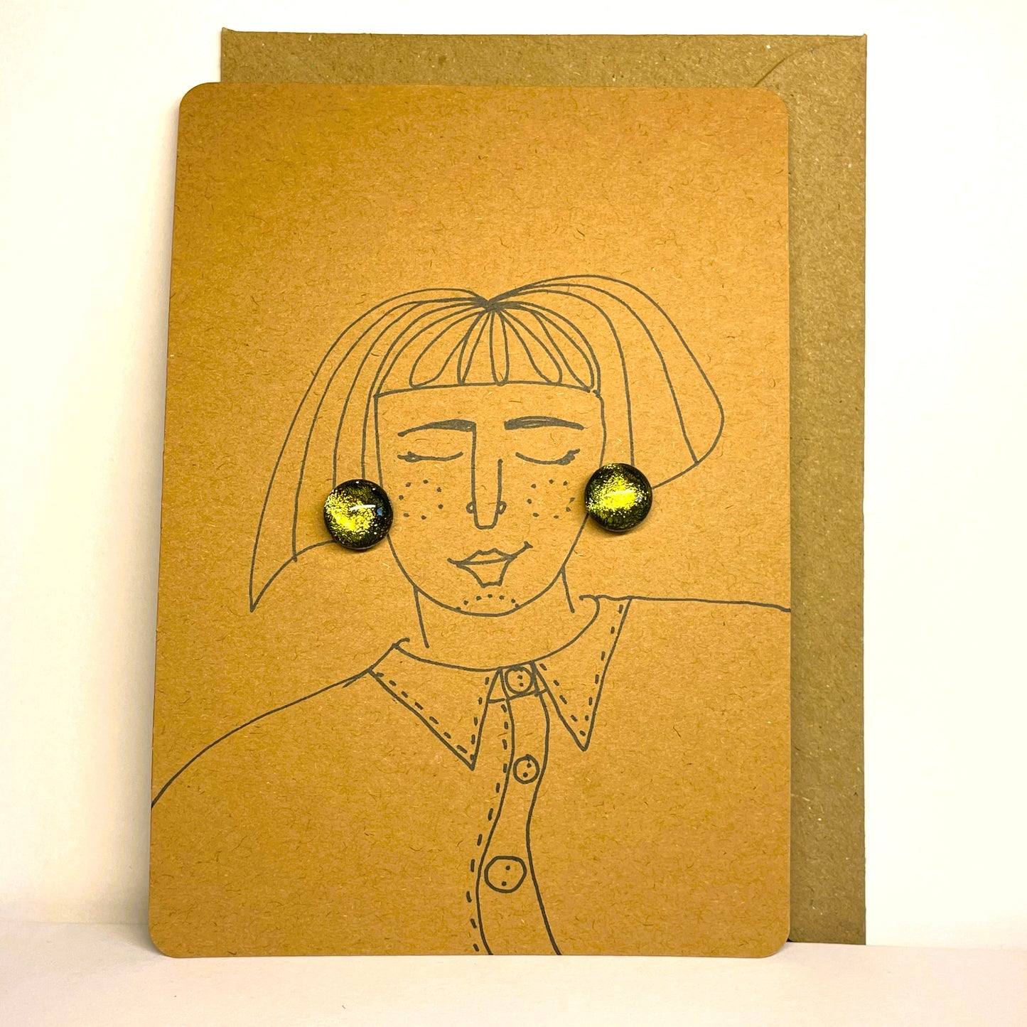 Olive & Chartreuse Dichroic Glass Stud Earrings
