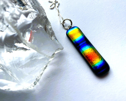Rainbow Dichroic Glass Pendant Necklace