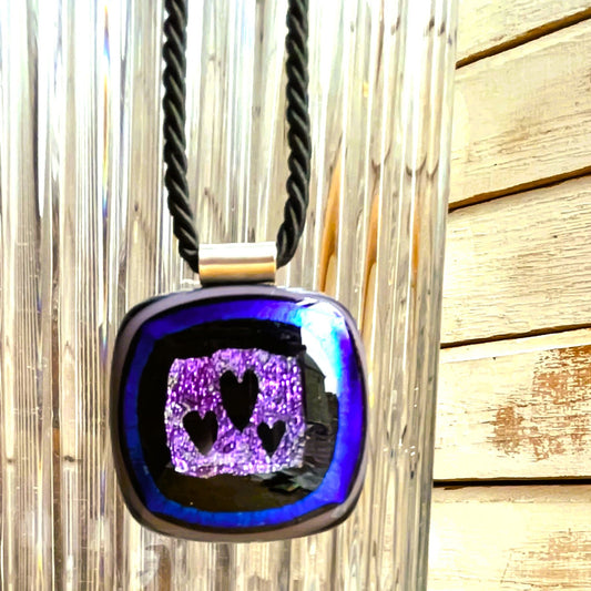 Electric Pink & Blue Heart Pendant