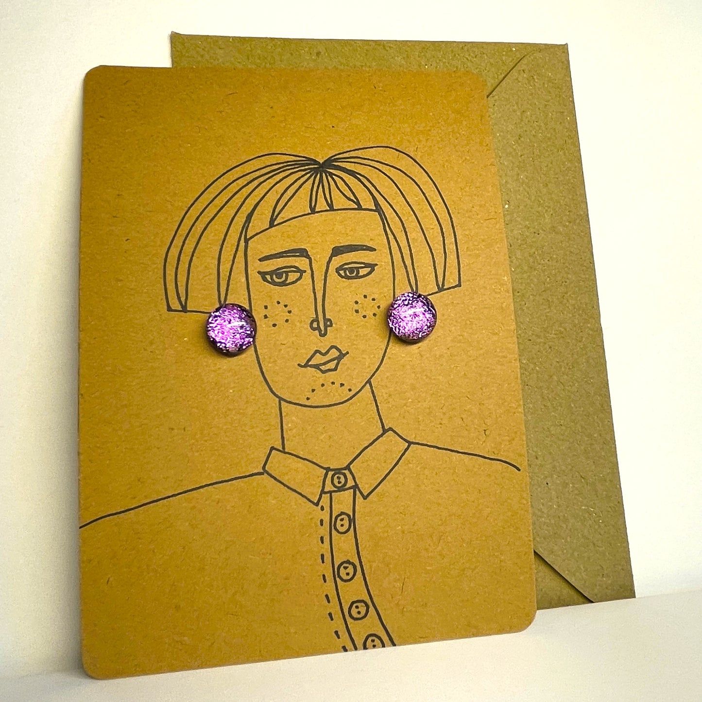 Sparkling Pink Dichroic Glass Stud Earrings