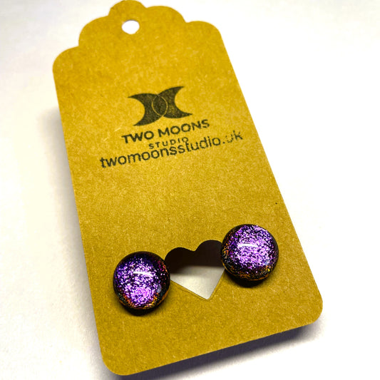 Sparkly Pink Glass Studs