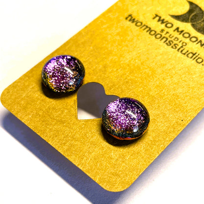 Sparkly Pink Glass Studs