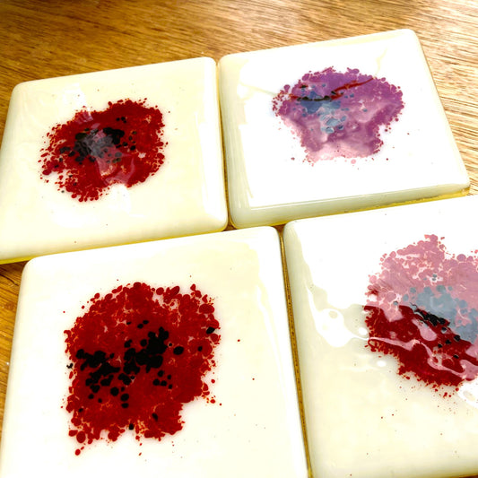 Red Poppy Coasters – Set of 4