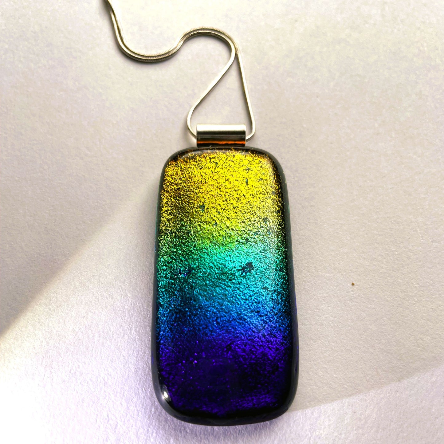 Rainbow Dichroic Glass Pendant — Statement Piece