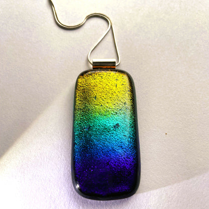 Rainbow Dichroic Glass Pendant — Statement Piece