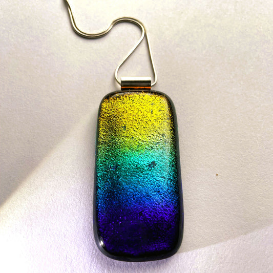 Rainbow Dichroic Glass Pendant — Statement Piece