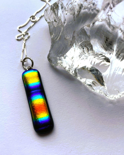 Rainbow Dichroic Glass Pendant Necklace