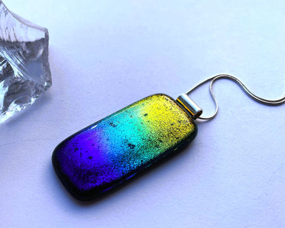 Rainbow Dichroic Glass Pendant — Statement Piece