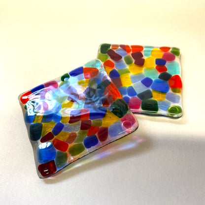 Rainbow Glass Coasters, set of 2