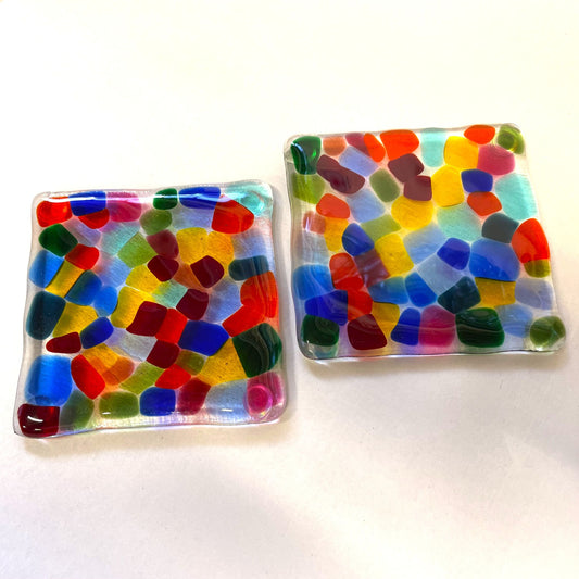 Rainbow Glass Coasters, set of 2