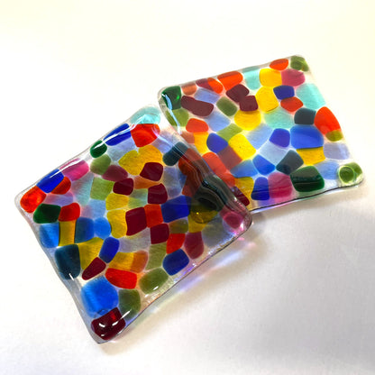 Rainbow Glass Coasters, set of 2