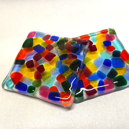 Rainbow Glass Coasters, set of 2