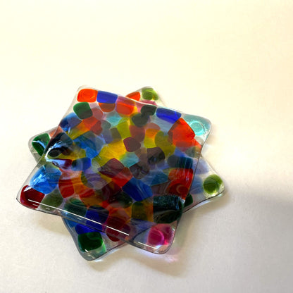 Rainbow Glass Coasters, set of 2