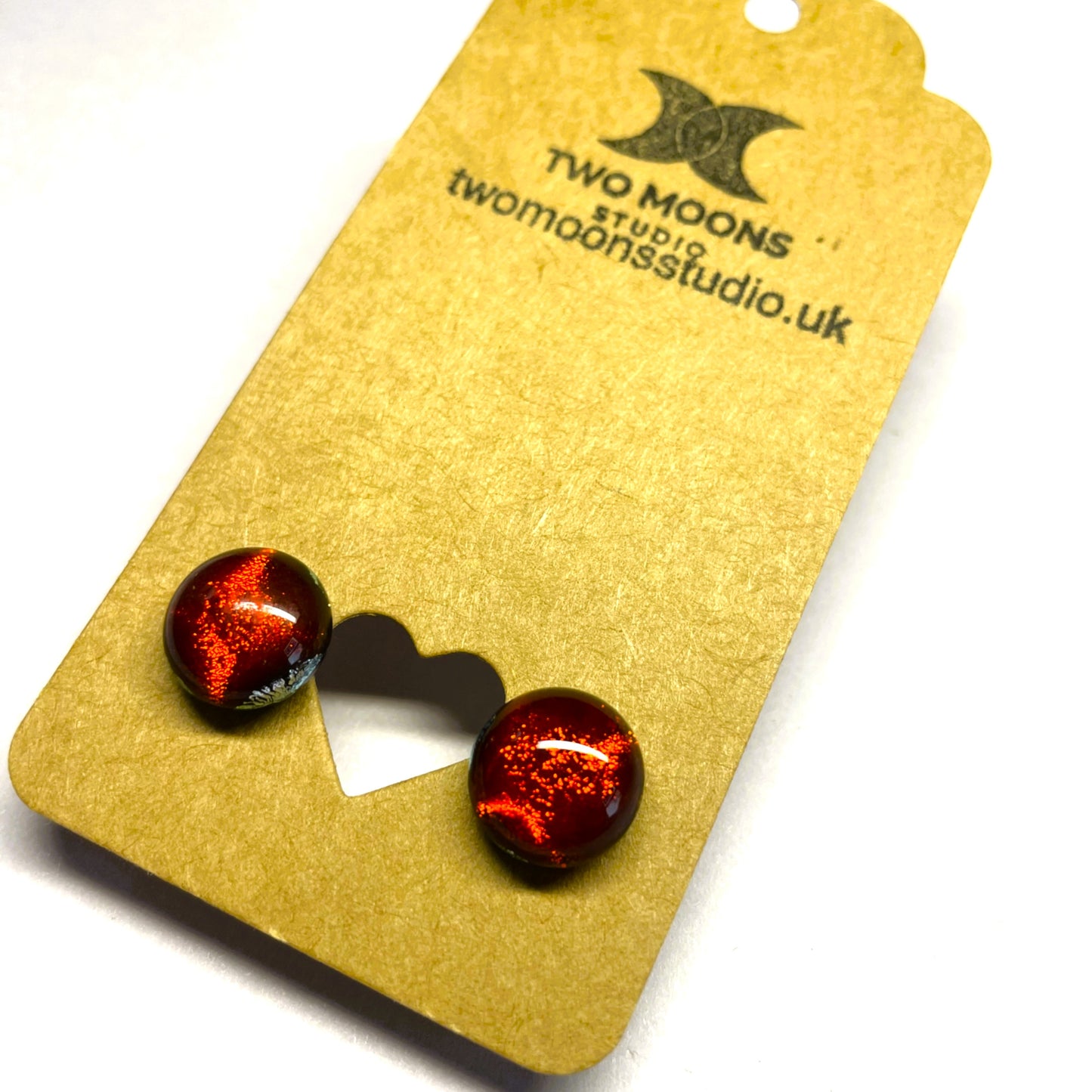 Silver and Red Starry! Dichroic Glass Stud Earrings