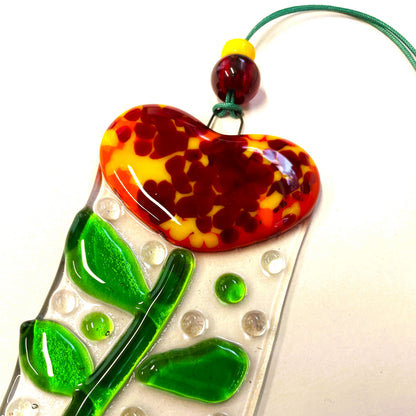 Red Heart Flower Suncatcher