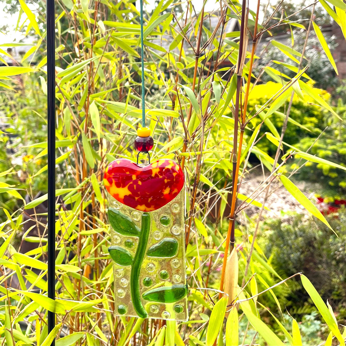 Red Heart Flower Suncatcher