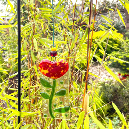 Red Heart Flower Suncatcher