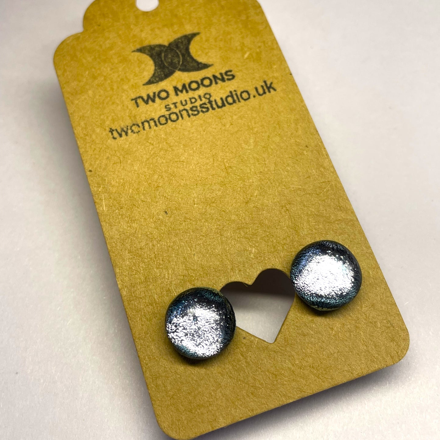 Super Sparkly Silver Dichroic Glass Stud Earrings