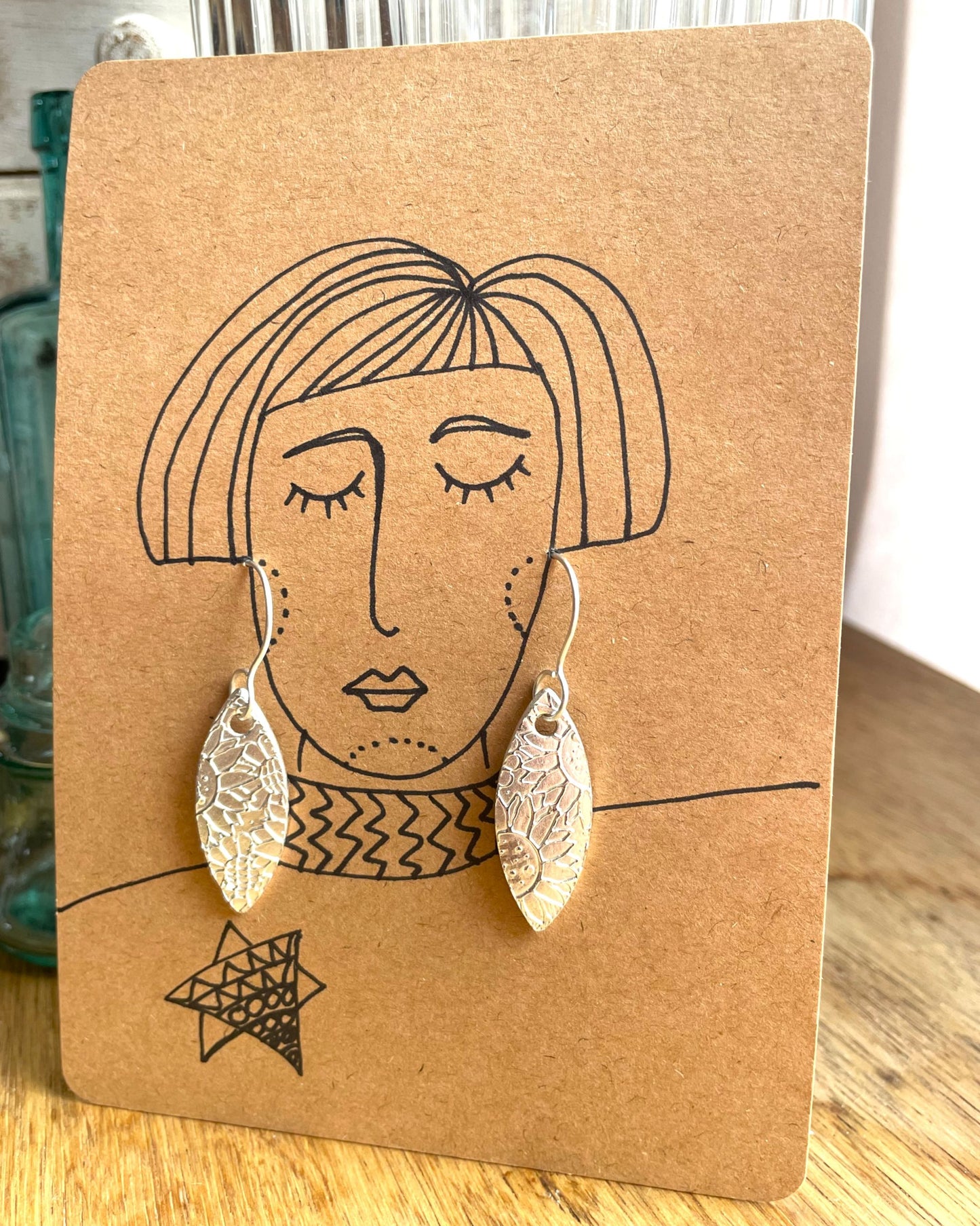 Sunflower Drop Earrings with handmade earwires